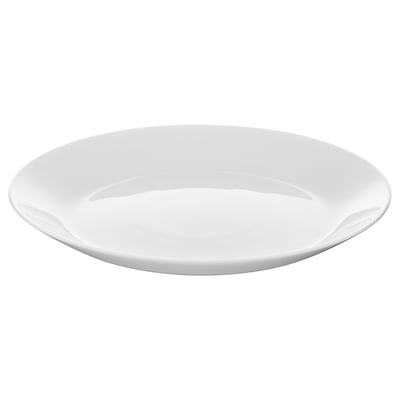 Elegantne valge OFTAST plaat, ümmargused, siledad servad, valmistatud karastatud klaasist.